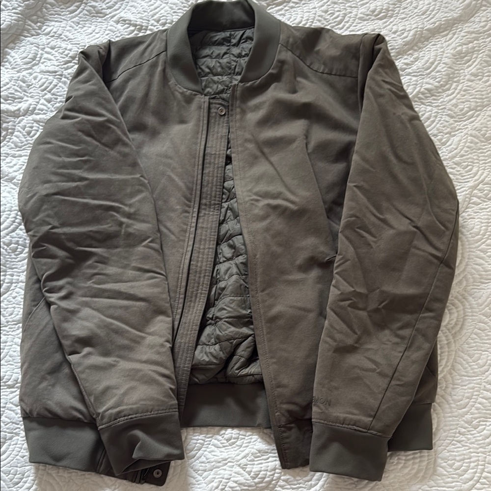 Lululemon Athletica Green Bomber Jacket with Ribbed Cuffs